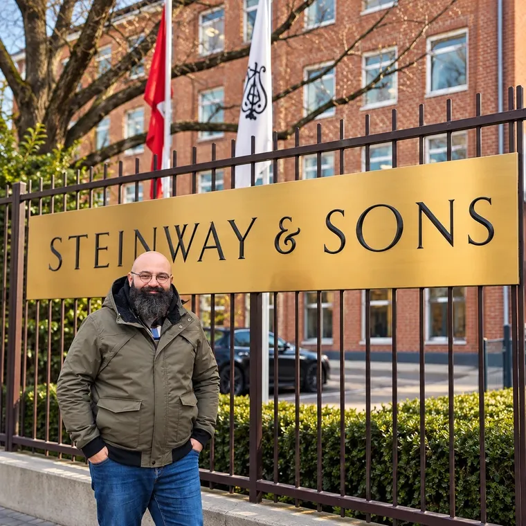Kleanthis Christoforou at the Steinway & Sons factory